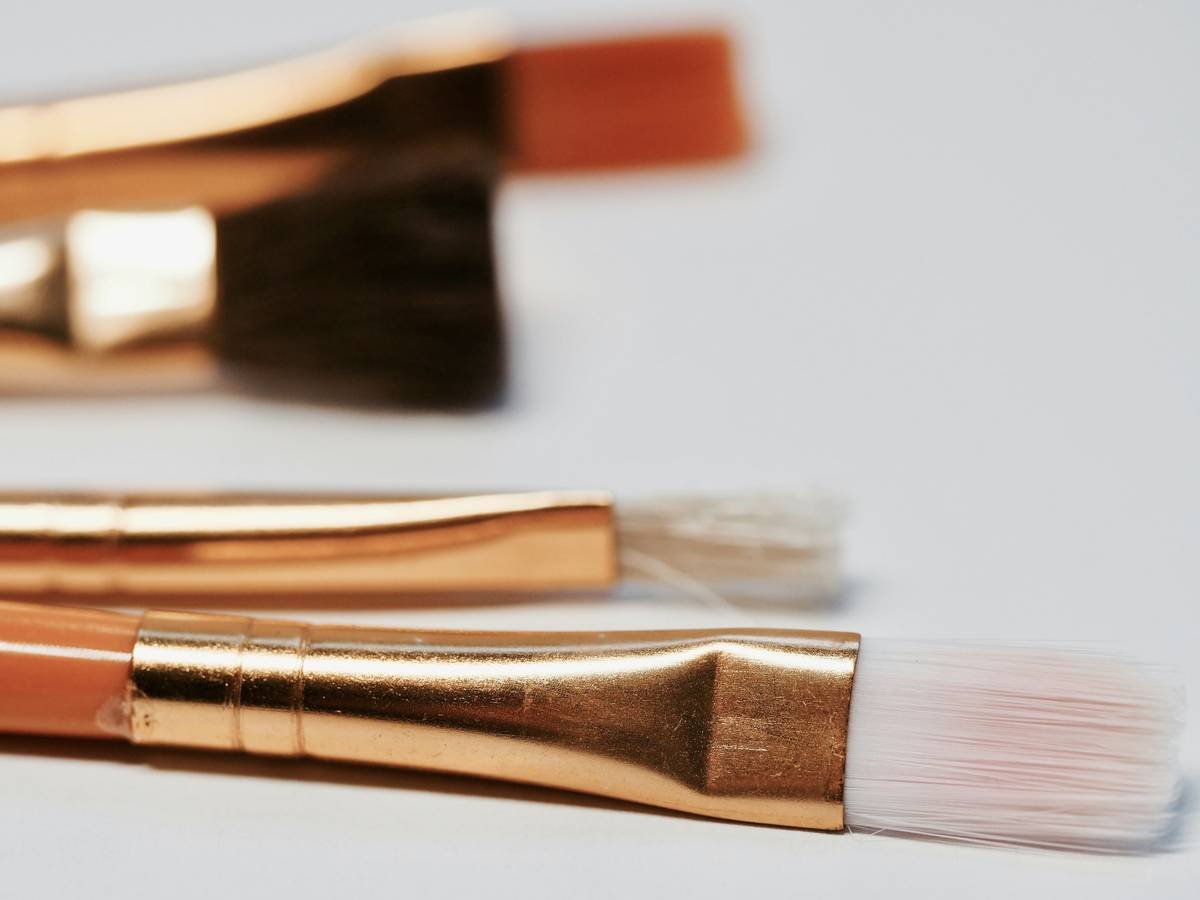close-up of natural eyebrows enhanced with brow filling agent showing soft, diffused color